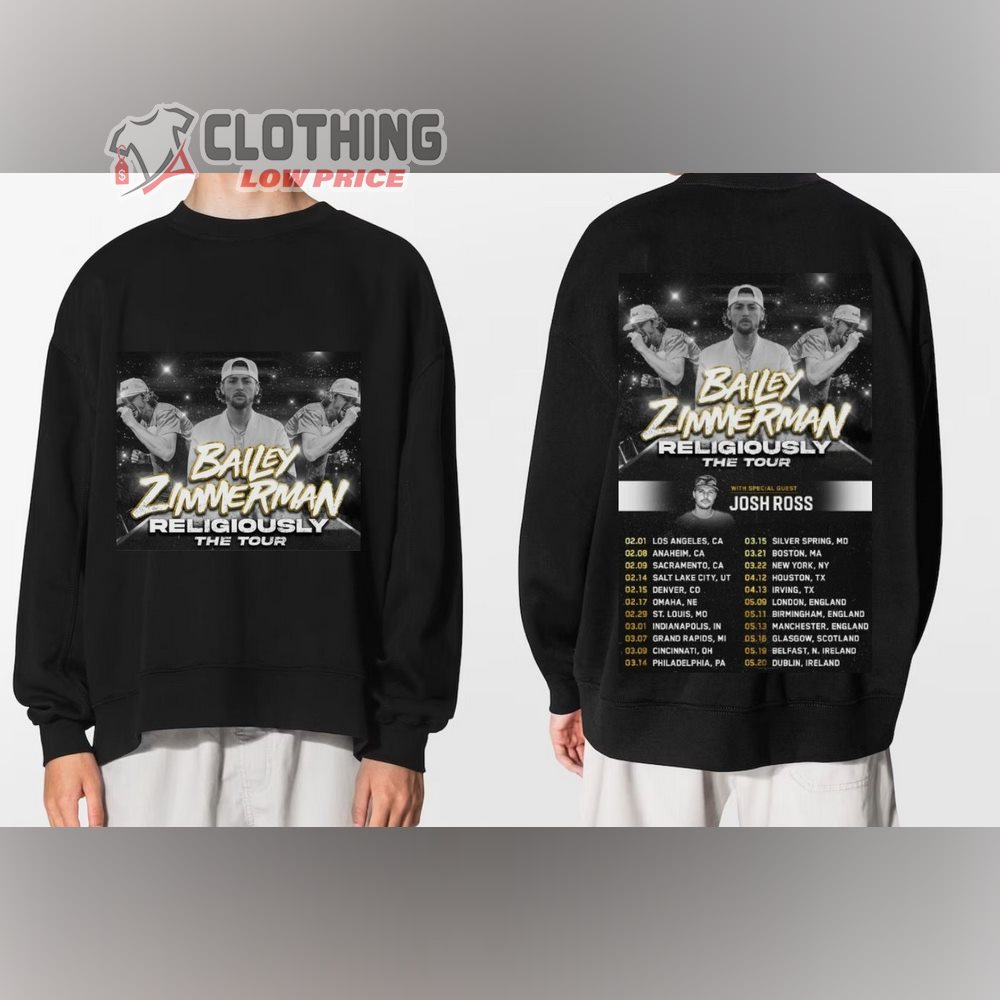 Bailey Zimmerman Religiously Tour 2024 Shirt, Bailey Zimmerman Merch, Bailey Zimmerman Tour Tee, Bailey Fan Gift