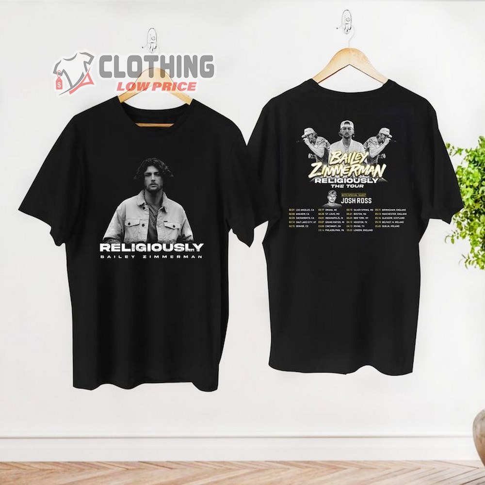 Bailey Zimmerman Tour 2024 Merch, 2024 Bailey Zimmerman Religiously Tour Shirt, Bailey Zimmerman Song Shirt, Bailey Zimmerman Tour T-Shirt