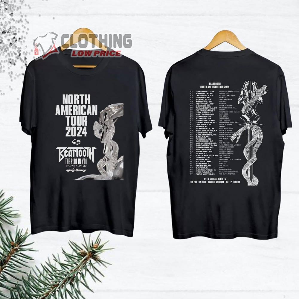 Beartooth The Plot In You Merch, Beartooth North American Tour 2024 Shirt, Beartooth Concert 2024 T-Shirt