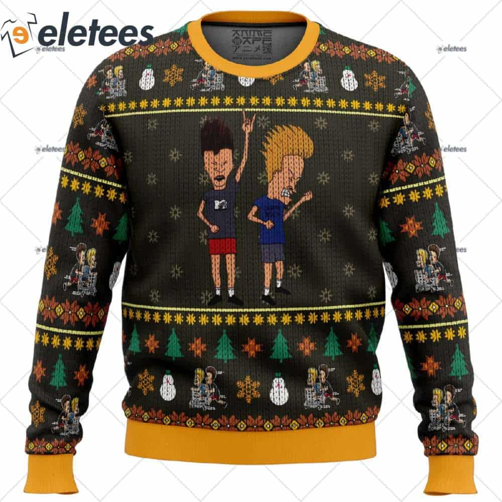 Beavis and Butthead Rock On Ugly Christmas Sweater