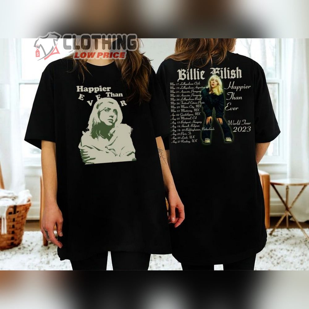 Billie Ellish Happy Than Ever 2023 Tour Merch, Ellish I Didn'T Change My Number Sweatshirt, Ellish World Tour 2023 Shirt