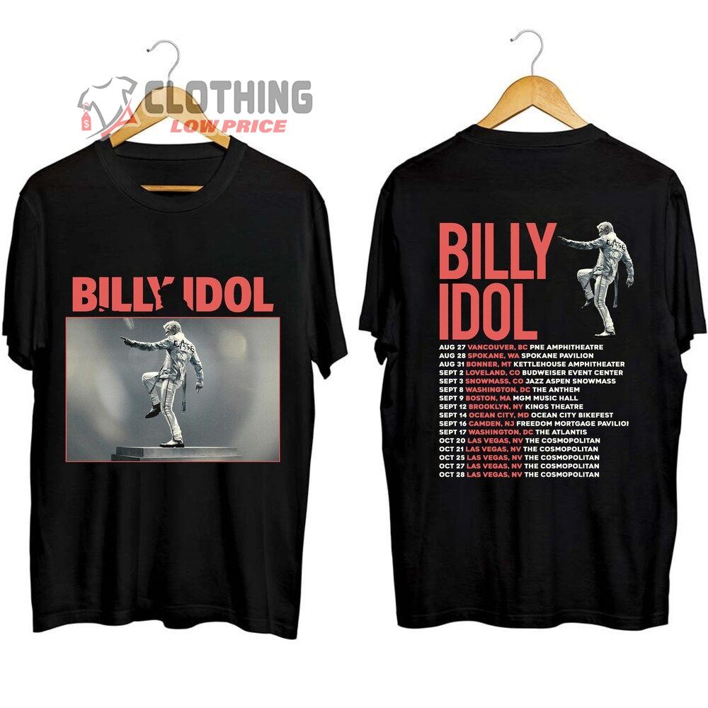 Billy Idol 2023 Live Tour Las Vegas Merch, Billy Idol 2023 Concert Shirt, Billy Idol Tour Dates Setlist 2023 T-Shirt