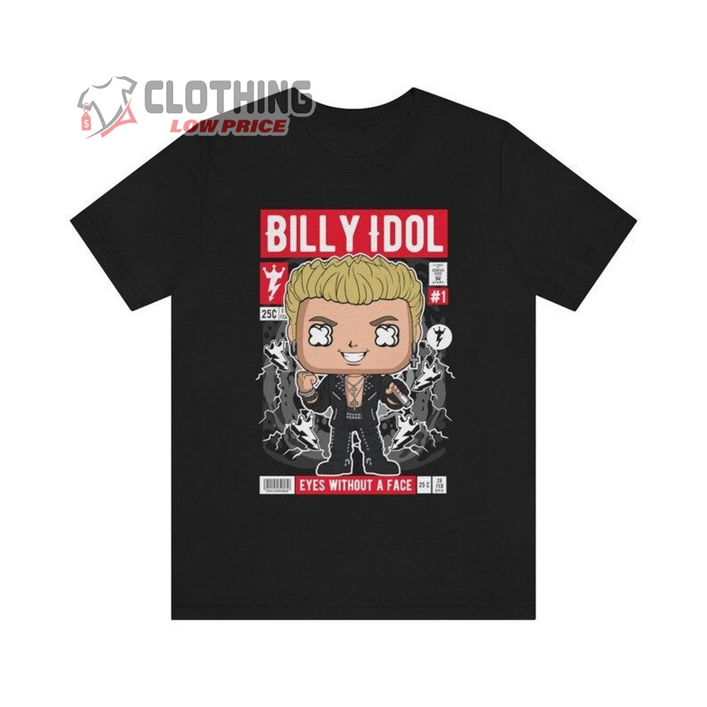 Billy Idol Cartoon Comicbook Pop T-Shirt, Billy Idol World Tour Shirt