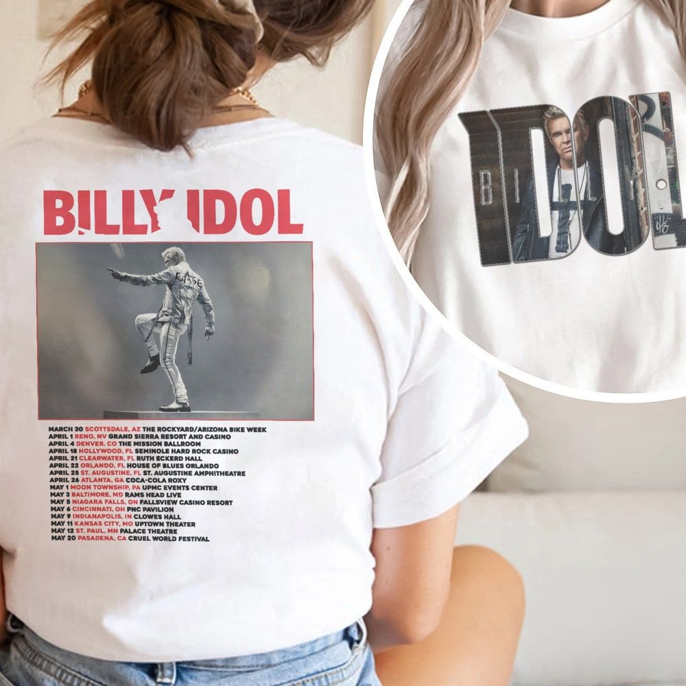 Billy Idol Live Tour 2023 Merch, Billy Shirt, Billy Idol Concert 2023 Shirt Billy Idol World Tour 2023 Setlist T-Shirt