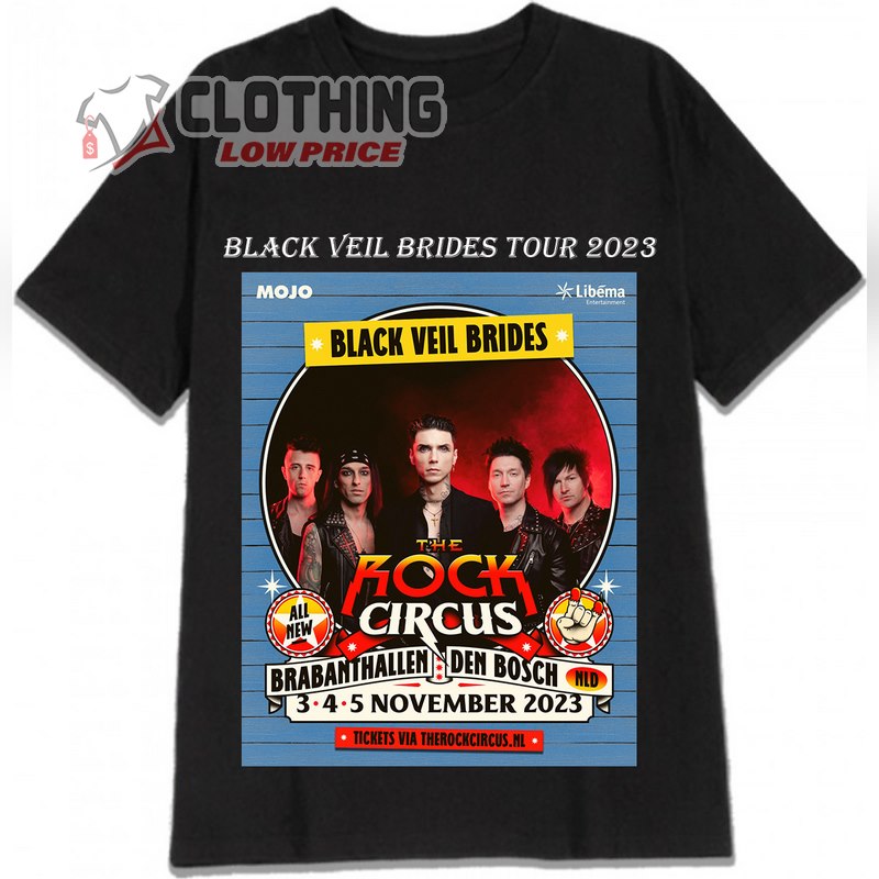 Black Veil Brides The Rock Circus Brabanthallen Den Bosch November 2023 Shirt, Black Veil Brides Tour 2023 Setlist Hoodie, Black Veil Brides Europe Tour 2023 Merch