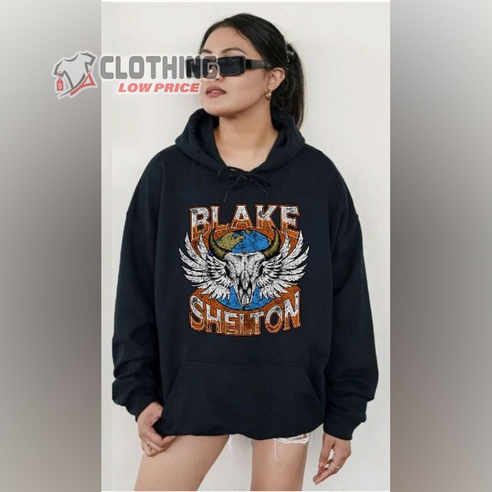 Blake Shelton World Tour 2024 Merch, Blake Shelton 2024 Back To The Honky Tonk Tour Hoodie