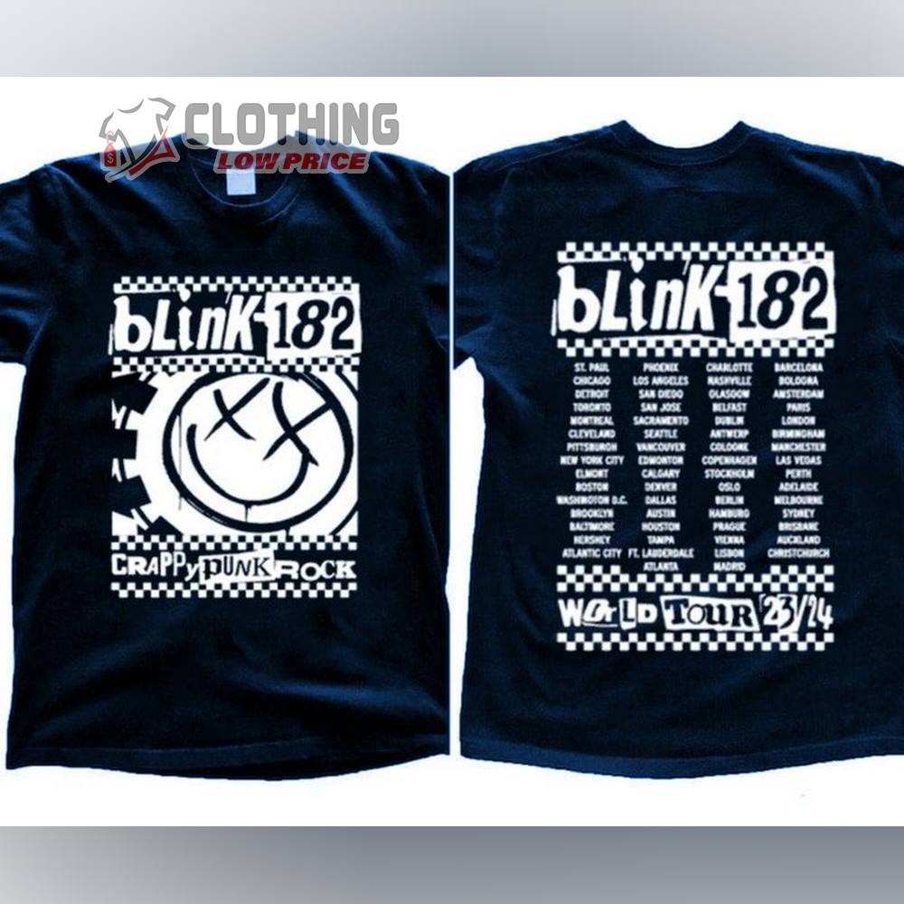 Blink 182 World Tour 2023-2024 Shirt, Blink 182 Tour Tee, Blink 182 Rock N Roll T Shirt, Blink 182 Shirt, Blink 182 Fan Gift