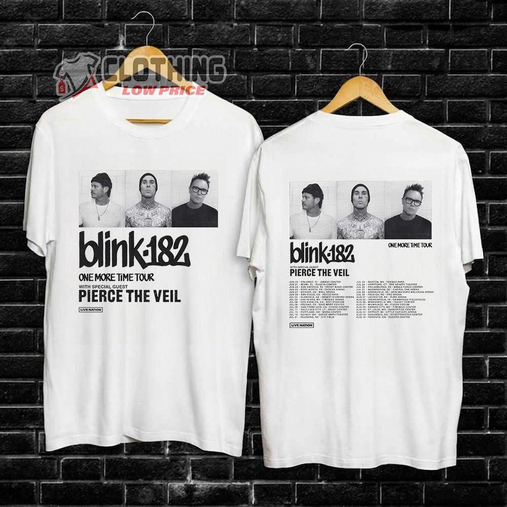 Blink-182 One More Time Tour 2024 Merch, Blink-182 2024 Tour Dates Shirt, Blink-182 With Pierce The Veil Tee, Blink 182 Turpentine Lyrics T-Shirt