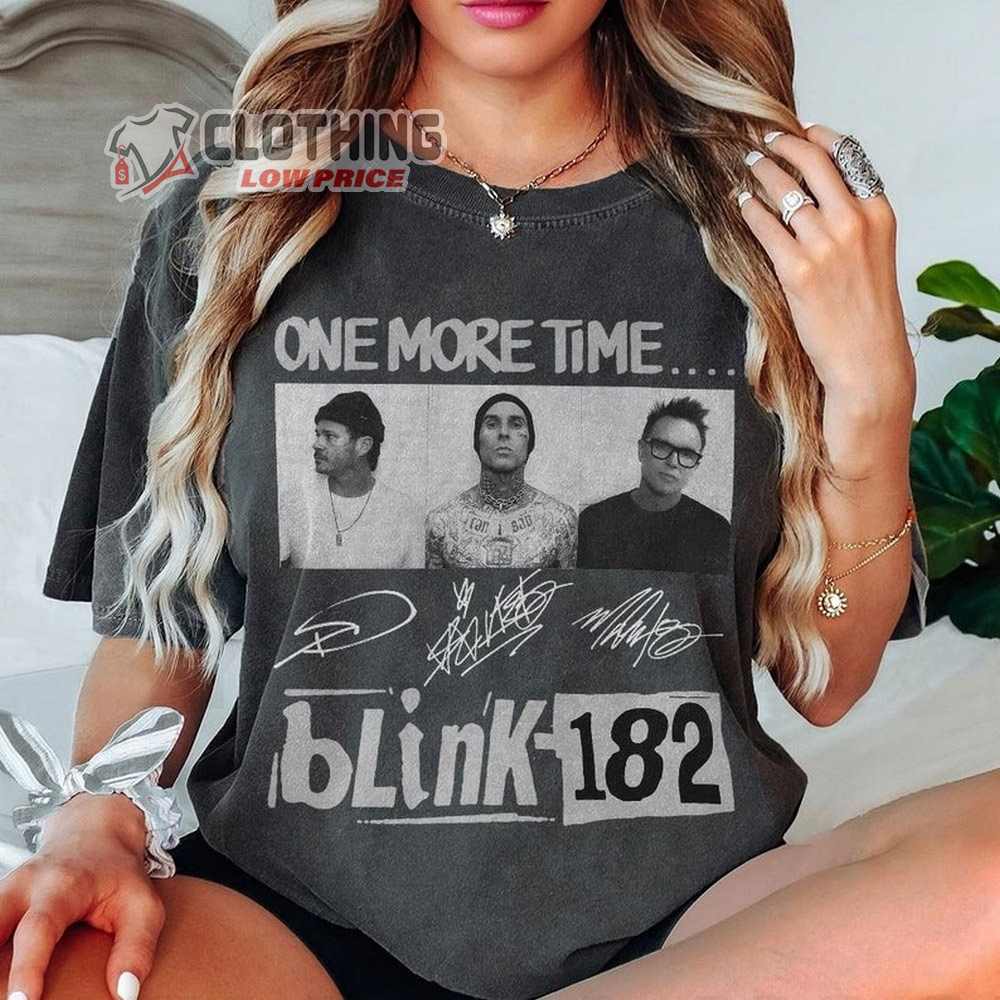 Blink-182 Tour 2024 Signatures Merch, Blink-182 One More Time 90s Music Shirt, Blink-182 2024 Tour With Pierce The Veil T-Shirt