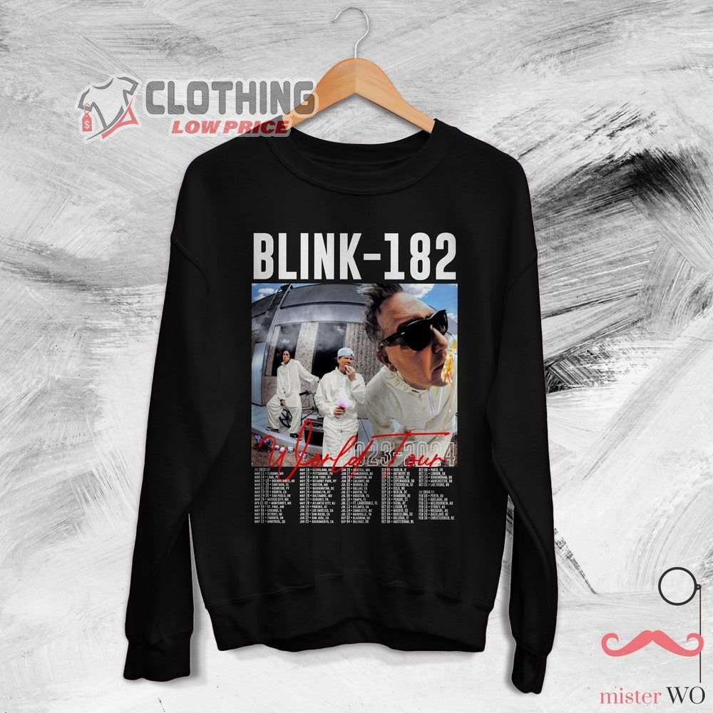 Blink-182 World Tour 2023-2024 Merch Blink-182 Rock Band Shirt Blink-182 World Tour 2023-2024 Setlist T-Shirt