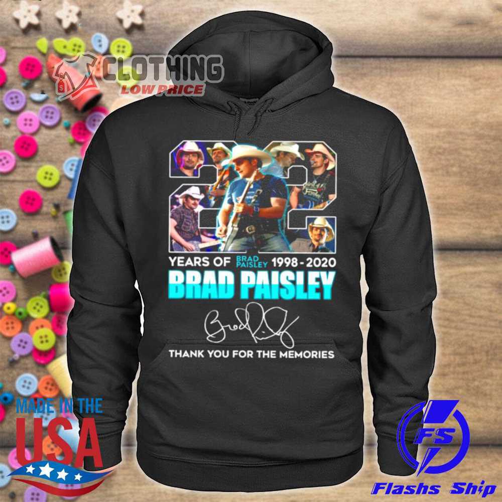 Brad Paisley Tour 2023 Shirt, Brad Paisley 22 Years Of 1998- 2020 Thank You For The Memories Signature Shirt Shirt, Brad Paisley Easter Song Merch