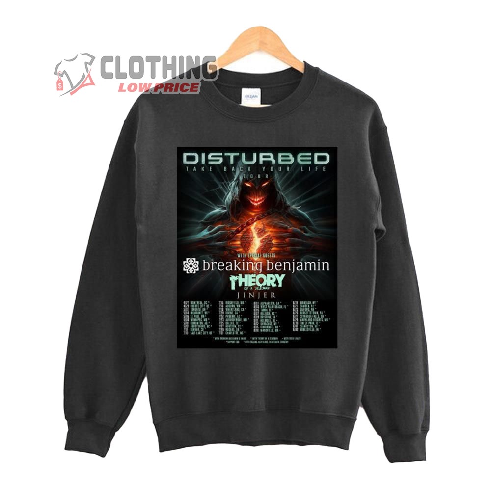 Breaking Benjamin Tour 2023 Shirt, Take Back Your Life 2023 Tour Disturbed With Breaking Benjamin Shirt, Breaking Benjamin Tour Setlist Shirt