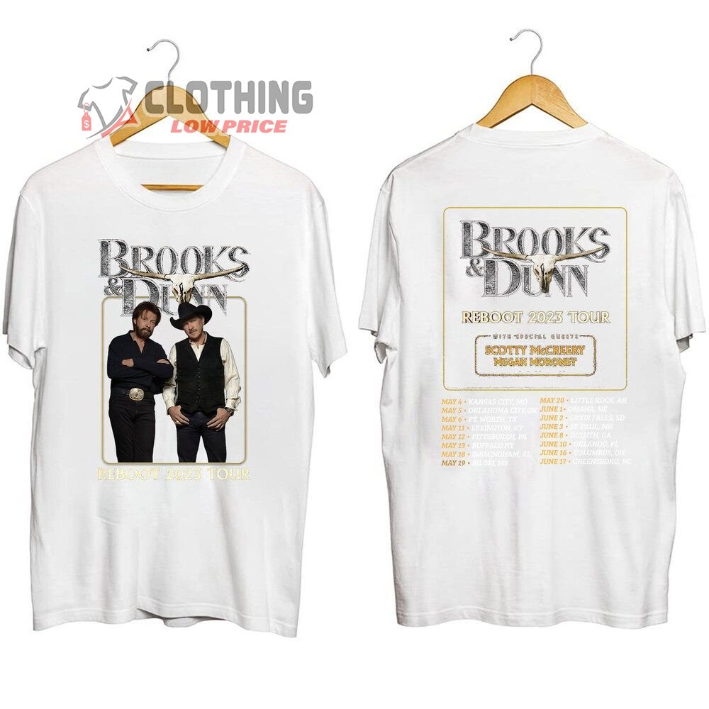 Brooks And Dunn Vintage Country Concer Merch, Brooks & Dunn 2023 Tour Shirt, Reboot 2023 Tour With Special Guests Setlist T-Shirt