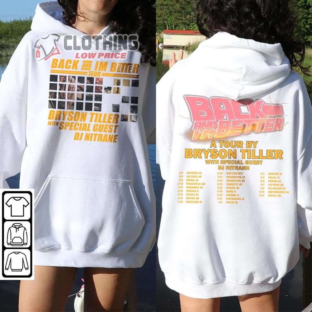 Bryson Tiller Back And Im Better Tour 2023 Merch, Bryson Tiller Tour 2023 Concert Shirt, A Tour By Bryson Tiller With Special Guest DJ Nitrane T-Shirt