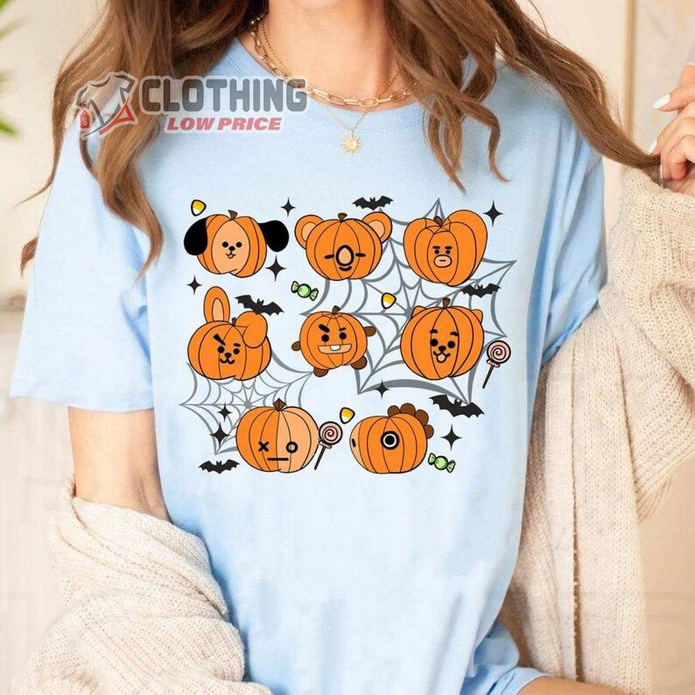 Bt21 Halloween Pumpkin Sweatshirt, BTS Halloween Shirt, Halloween Pumpkin, Bt21 All Characters Pumpkin, Bt21 Spooky Season, Bts Merch, Gift For Army