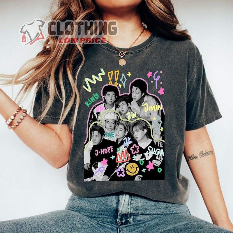 Bts Group Vintage Retro Fanart Y2K Style Shirt