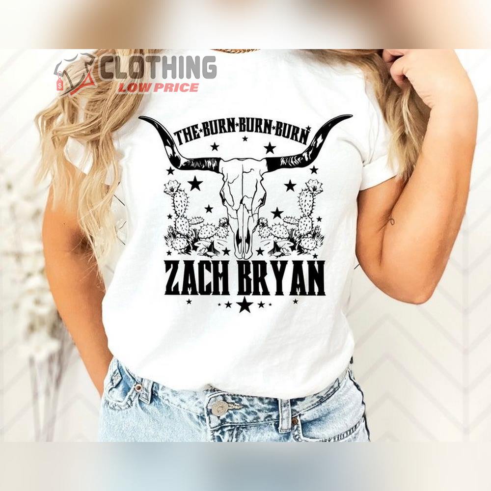 Bull Skull Zach Bryan Tour 2023 Unisex T-Shirt, Western Zach Bryan The Burn Burn Burn Tour 2023 Merch