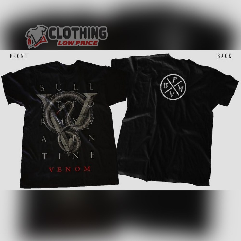 Bullet For My Valentine Venom Logo Black Merch, Bullet For My Valentine Venom Lyrics 2 Sides T-Shirt