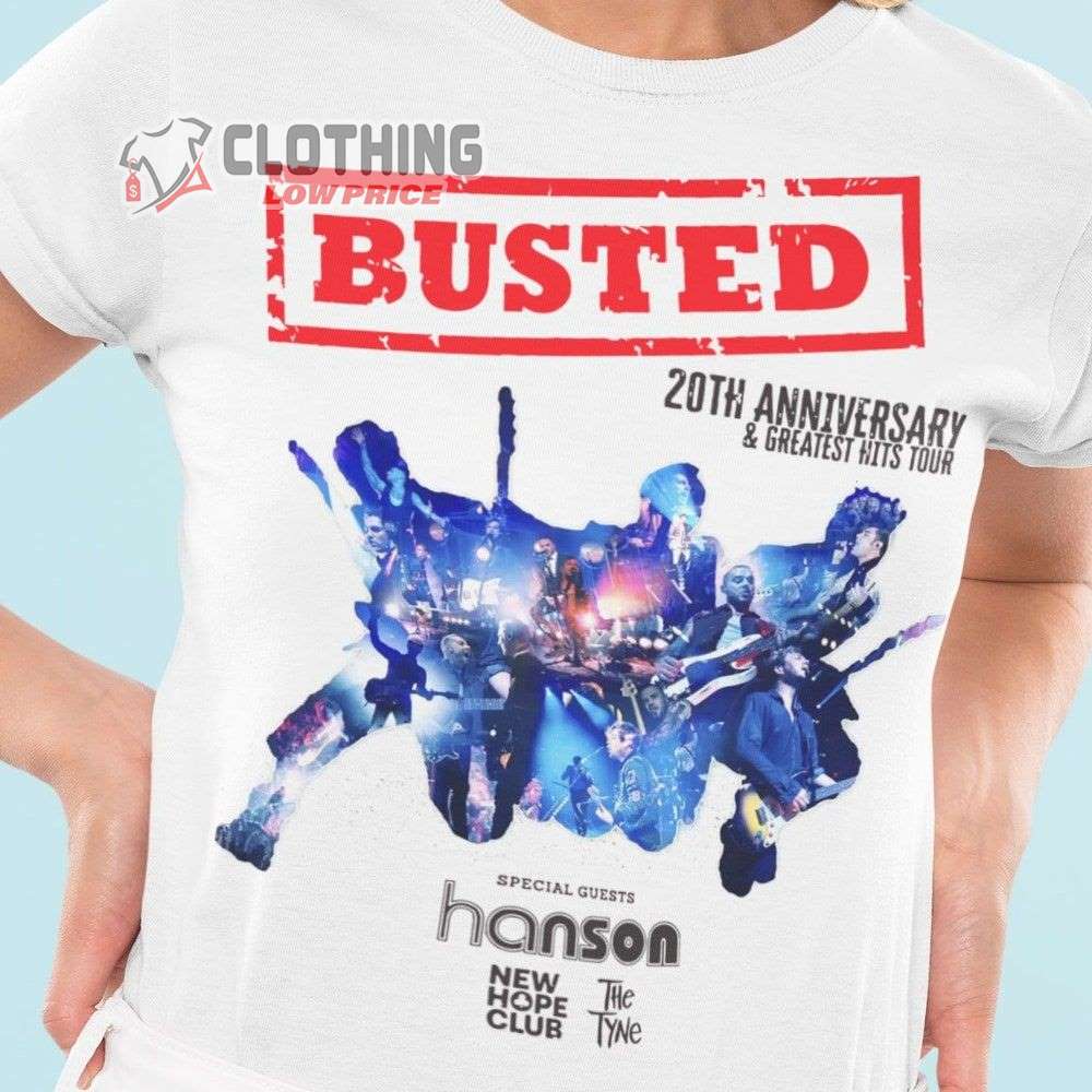 Busted Tour 2023 Merch, Busted 20Th Anniversary Shirt, Greatest Hits Busted Band Tee, Busted With Special Guests T-Shirt