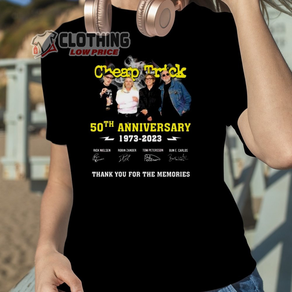 Cheap Trick 50th Anniversary 1973-2023 Thank You For The Memories Merch Cheap Trick 50th Anniversary Signatures T-Shirt