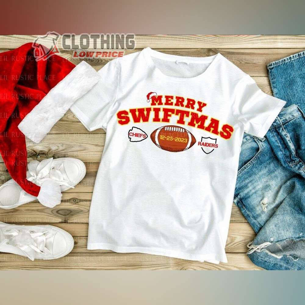 Chiefs And Raiders Christmas Shirt, Merry Christmas Taylor Merch, Taylor And Travis Lover Shirt, Taylor Swift With Love Fan Gift