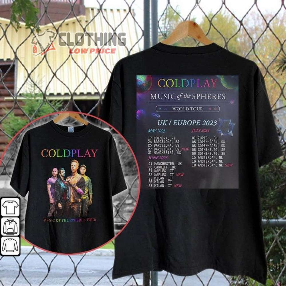 Coldplay Music Of The Spheres Tour 2023 Double Sided, Coldplay Tour 2023 New York Shirt, Coldplay Tour 2023 Uk Price Shirt