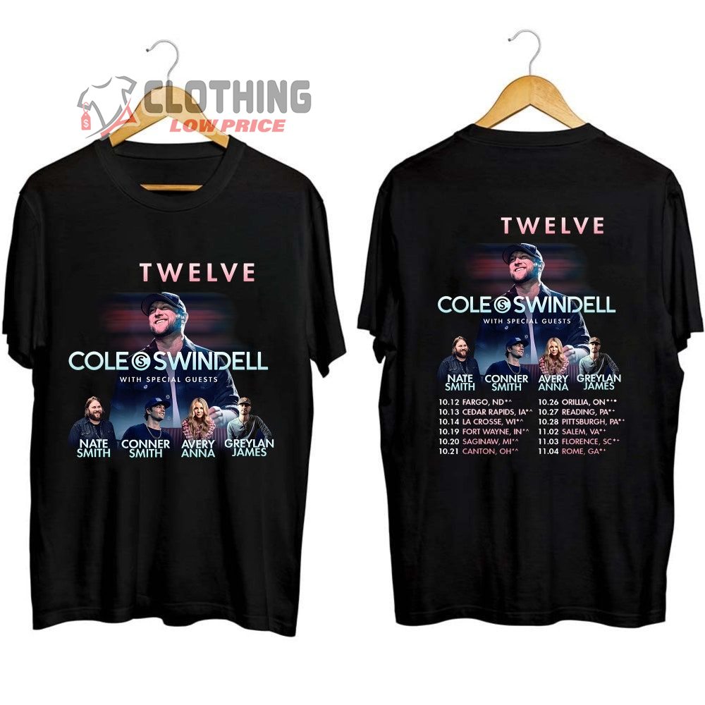 Cole Swindell 2023 Twelve Tour Merch, Cole Swindell 2023 Tour With Special Guests Shirt, Cole Swindell 2023 Tour Song List T-Shirt