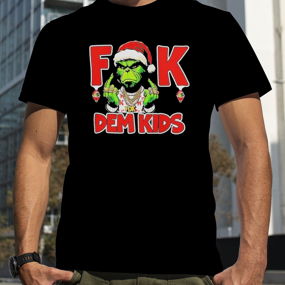 Happy Xmas Grinch Santa Hat F Dem Kids Character T-shirt