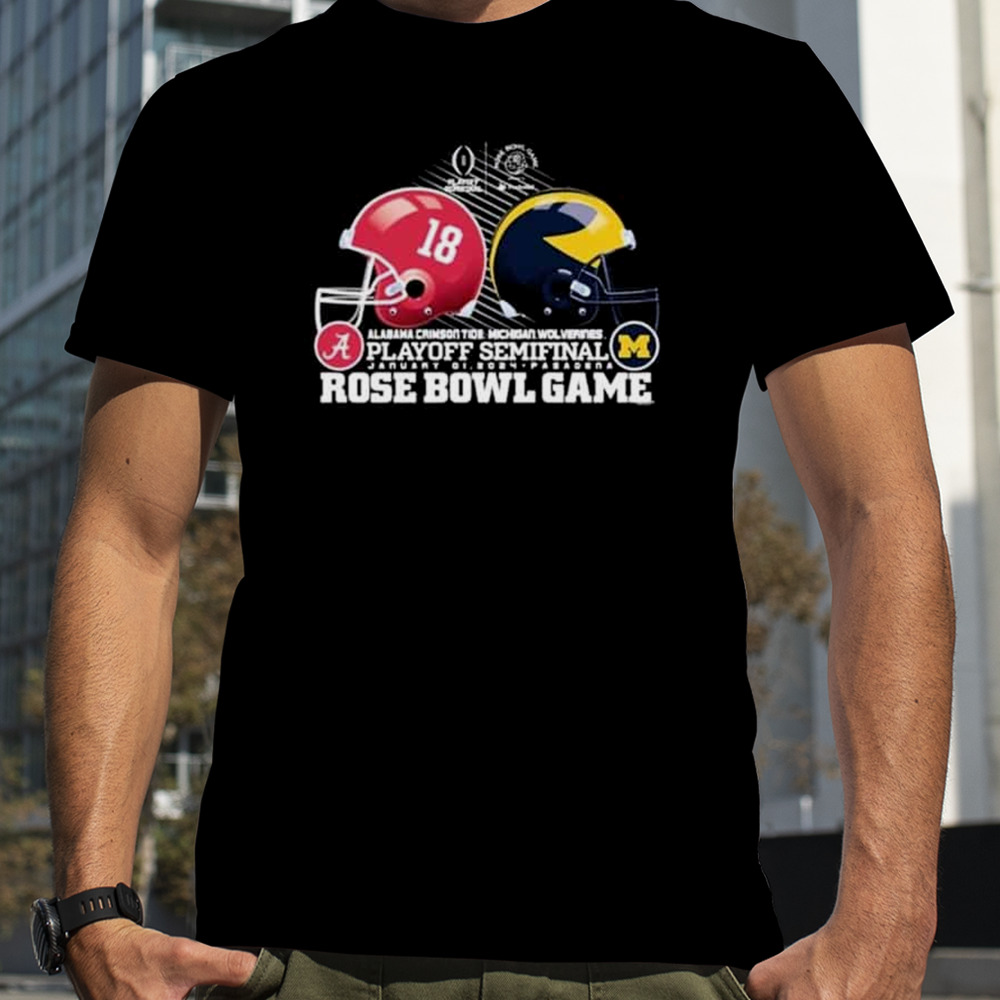 2024 CFP Rose Bowl Game Michigan Wolverines vs Alabama Crimson Tide T-Shirt