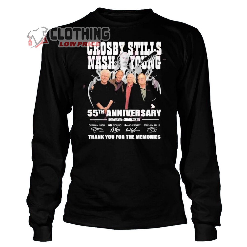 Crosby, Stills, Nash & Young 55Th Anniversary Merch Crosby, Stills, Nash & Young Anniversary 1968–2023 Thank You For The Memories T-Shirt