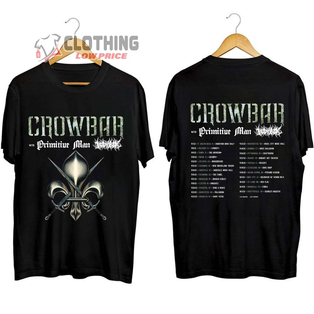 Crowbar With Primitive Man And Bodybox 2023 Tour 2023 Merch, Crowbar Headline US Tour 2023 Shirt, Crowbar Tour Dates 2023 T-Shirt