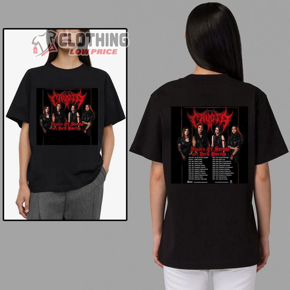 Crypta Tour 2024 US Merch, Crypta First-ever US Headline Tour Shirt, Crypta North American Headline Tour Dates 2024 Tee, Shades Of Sorrow Over North America 2024 T-Shirt