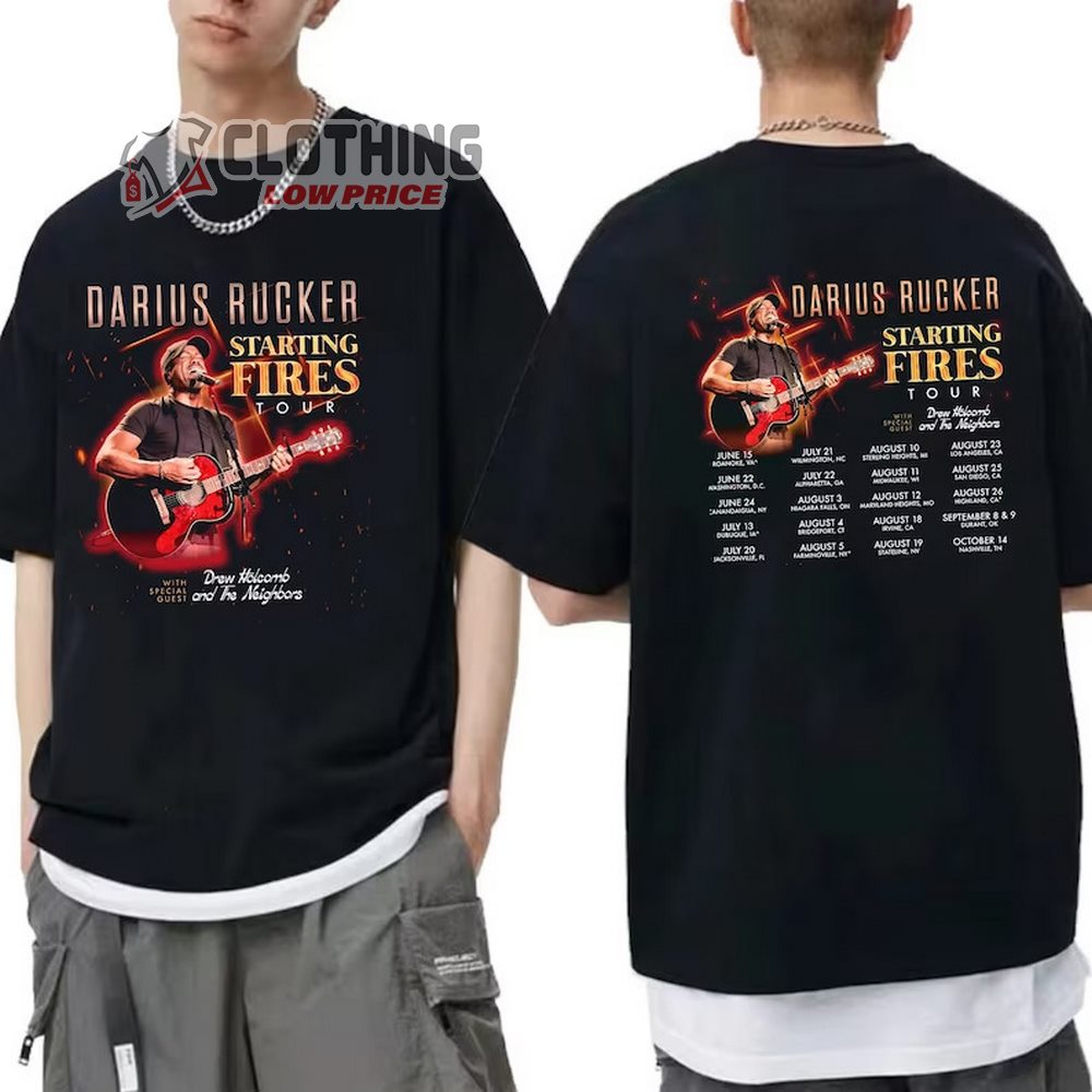 Darius Rucker Starting Fires Tour Dates 2023 Merch, Starting Fires Tour 2023 Shirt Darius Rucker Concert T-Shirt