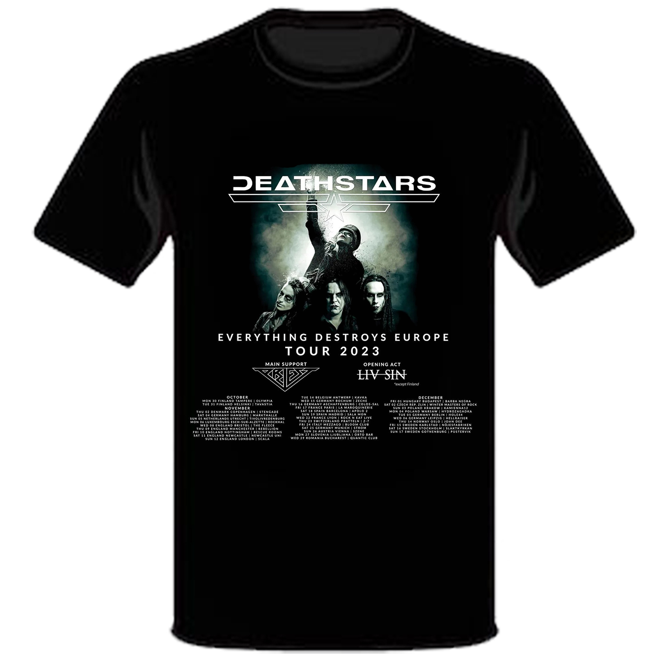 Deathstars Tour 2023 Everything Destroys Europe Tour Merch, Deathstars UK Tour 2023 Schedule And Setlist T-Shirt