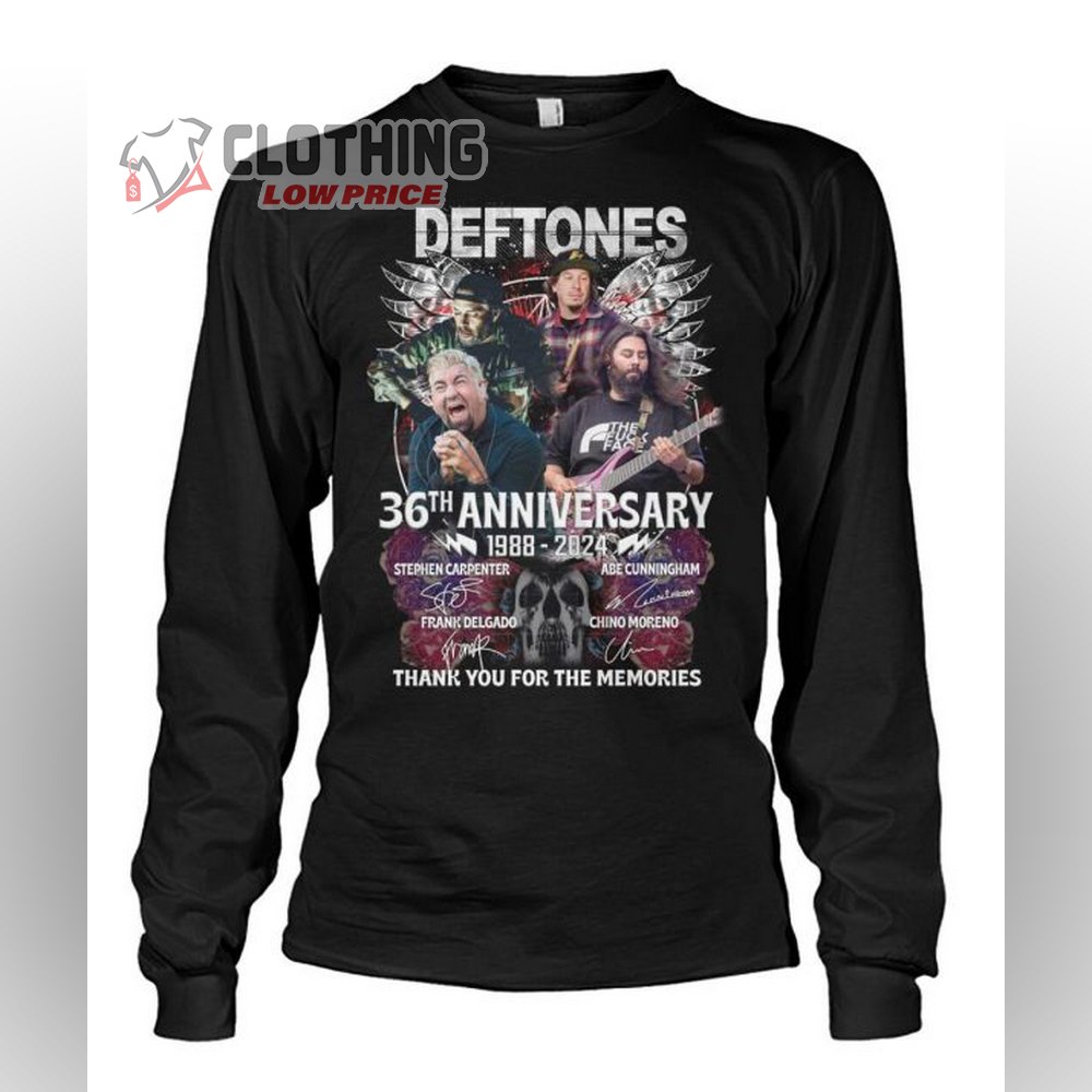 Deftones 36th Anniversary 1988 - 2024 Thank You For The Memories Merch, Deftones Album Shirt, Deftones Tour 2024 T-Shirt