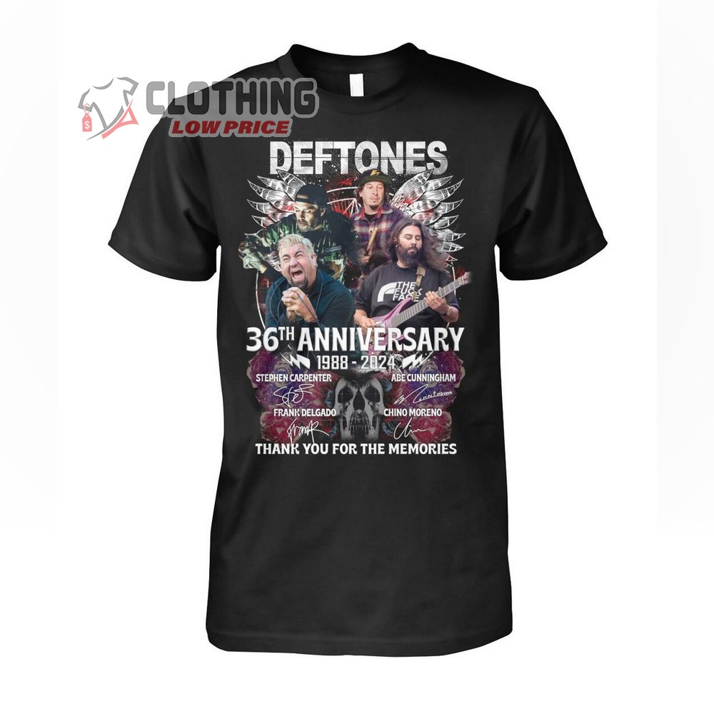 Deftones 36th Anniversary 1988 2024 Thank You For The Memories Merch