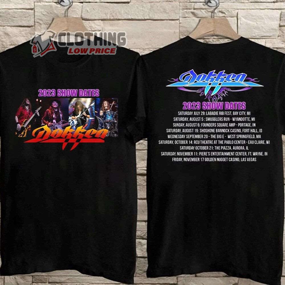 Dokken Rock Band World Tour 2023 Merch, Dokken 2023 Show Dates Shirt, Dokken Rock Band Show Dates 2023 T-Shirt