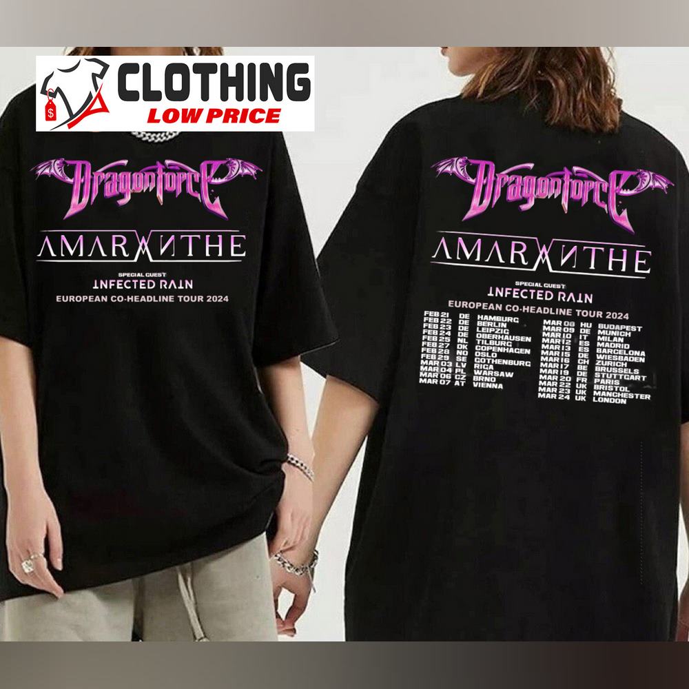 DragonForce And Amaranthe Tour 2024 Merch, DragonForce - Amaranthe Co-Headline Tour 2024 Shirt, DragonForce Tour Dates 2024 Tickets T-Shirt