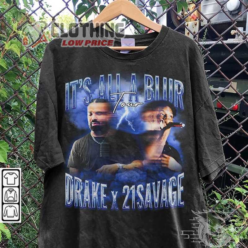 Drake 21 Savage Rap Shirt, Drake It's All A Blur Tour 2023 90s Y2K Style Sweatshirt, Drake Rap Bootleg Concert Unisex Gift Hoodie Rap0806VL