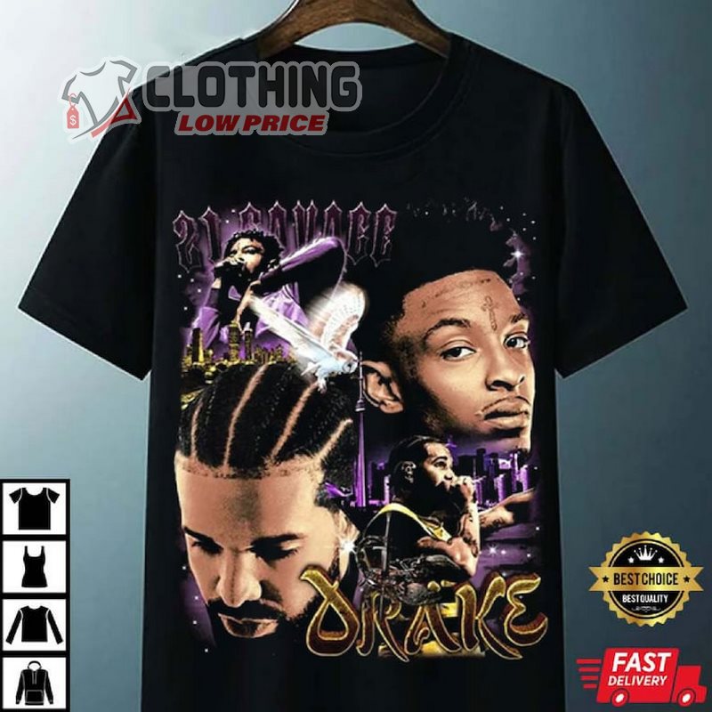 Drake 21 Savage Tour 2023 Merch, Drake It's All A Blur Tour T-Shirt, Drake Tour 2023 Tee