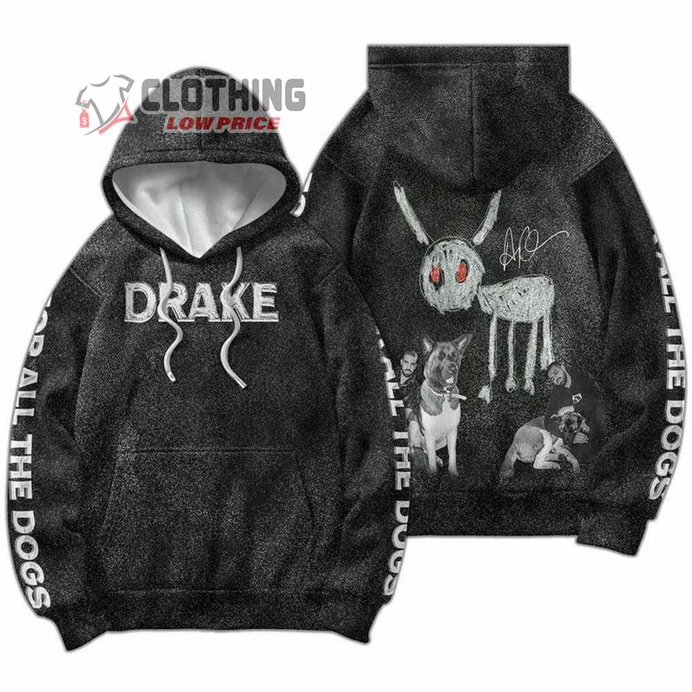 Drake Album 2023 Vintage 3D All Over Printed Tee, Drake For All The Dogs Rap Hoodie, Sweatshirt Drake Unisex T-Shirt