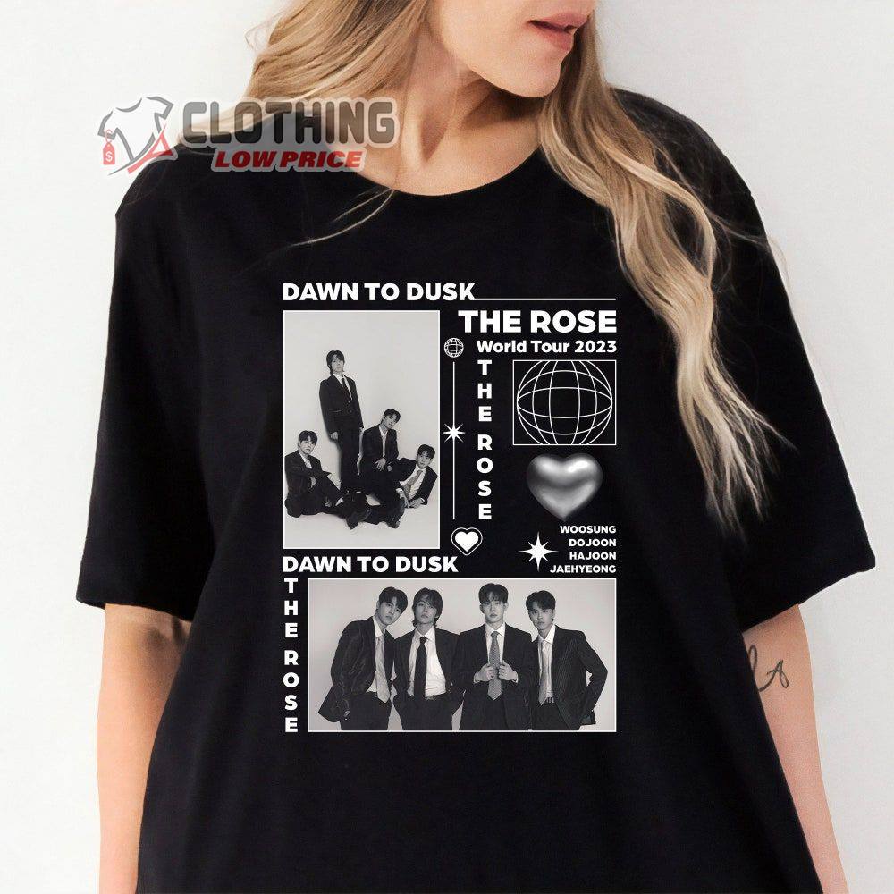 Dual Rock Album World Tour 2023 US Merch, The Rose Dawn To Dusk Tour 2023 Shirt, The Rose Woosung, Dojoon, Hajoon, Jaehyeong T-Shirt