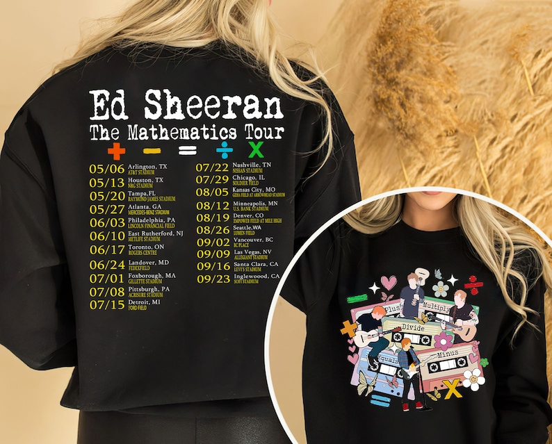 Ed Sheeran Mathematics Vinyl Cassett T-Shirt, 2023 Ed Sheeran Mathematic America Tour Dates Merch