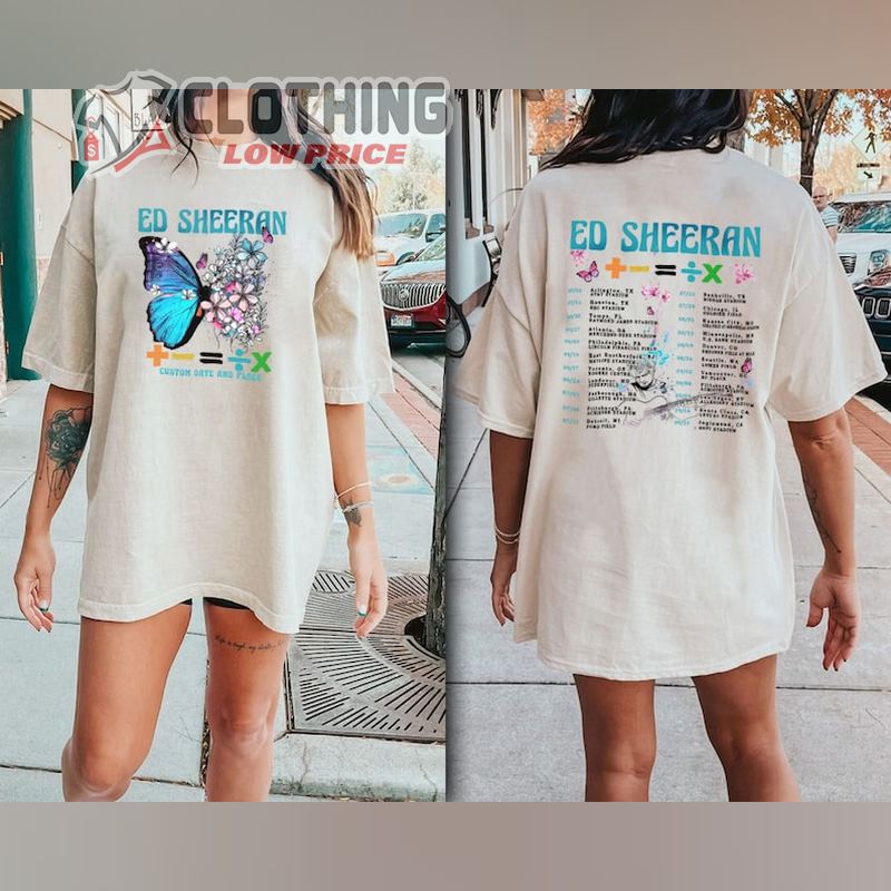 Ed Sheeran The Mathematics Tour T-Shirt, Vintage Ed Sheeran Butterfly Tee, Ed Sheeran T-Shirt Women's Custom City