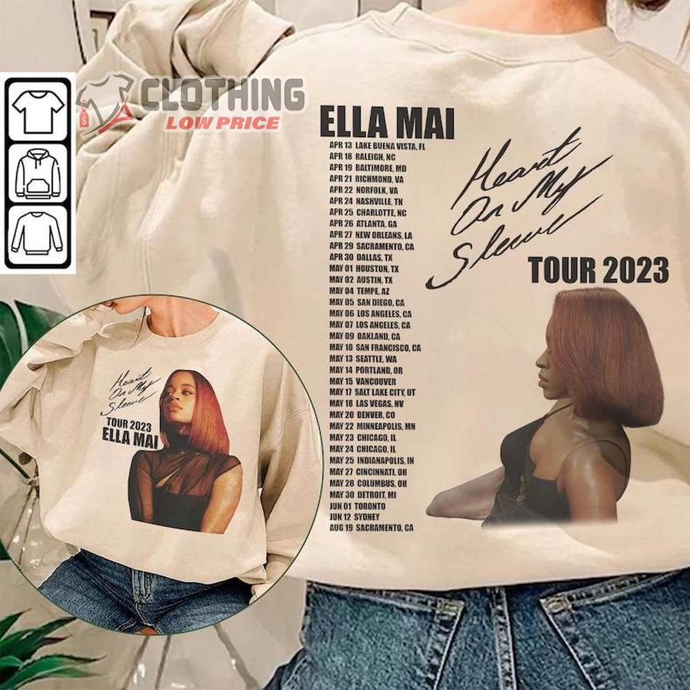 Ella Mai The Heart On My Sleeve Tour 2023 Sweatshirt, Ella Mai Concert 2023 Tour Merch