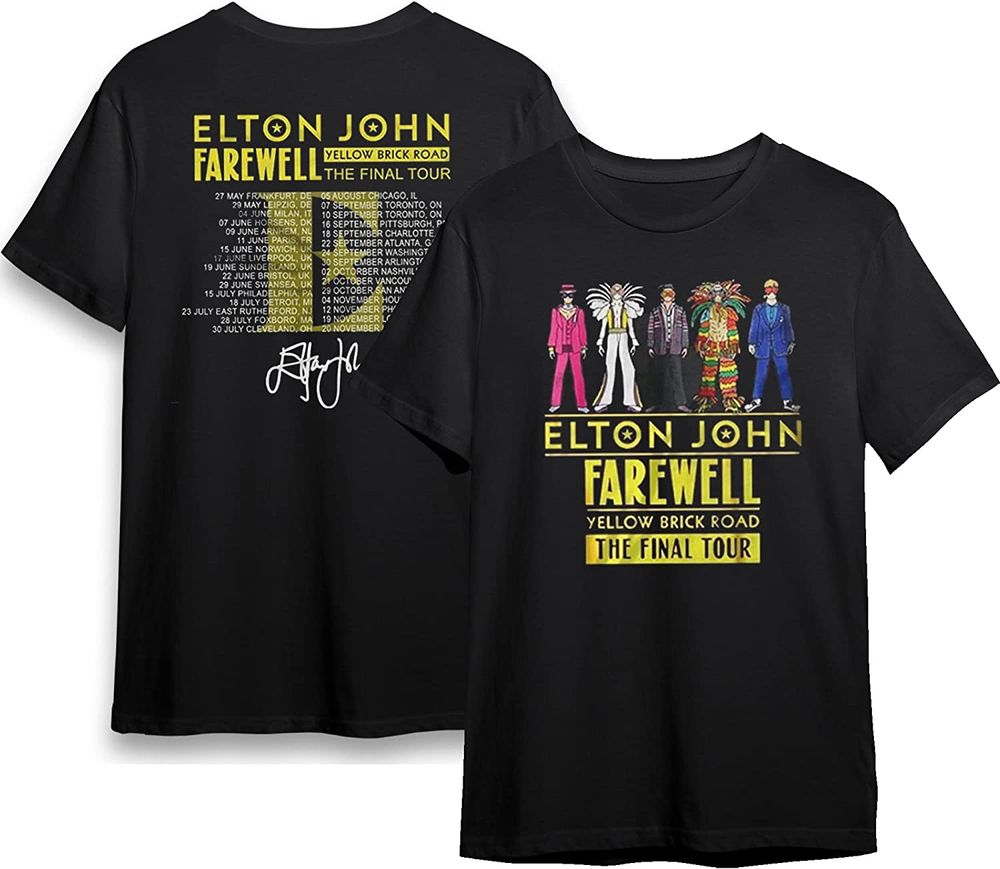 Elton John Farewell Yellow Brick Road The Final Tour 2022 Dates Concert Music T-Shirt