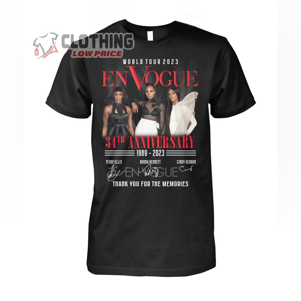 EnVogue World Tour 2023 34Th Anniversary 1989-2023 Merch, EnVogue Tour 2023 Signatures Thank You For The Memories T-Shirt