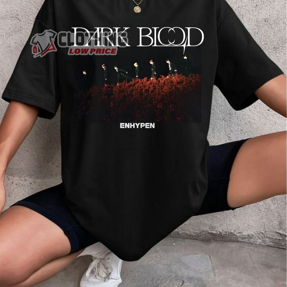 Enhypen Kpop Dark Blood Album T-Shirt, Dark Blood Unisex Shirt, En-Zoo Enhypen Niki, Jake, Sunoo, Heeseung, Jungwon, Jay, Sunghoon, Enhypen World Tour 2023 Merch