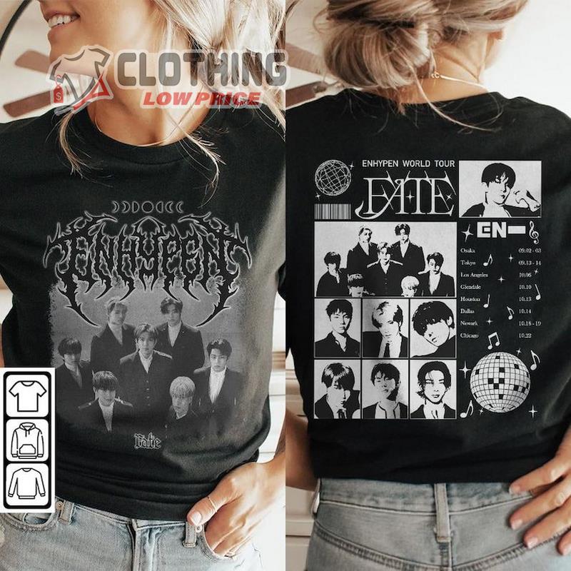 Enhypen World Tour 2023 T- Shirt, Enhypen Kpop Shirt, Heavy Metal World Tour Fate 2023 Hoodie, Fate World Tour Los Angeles Merch