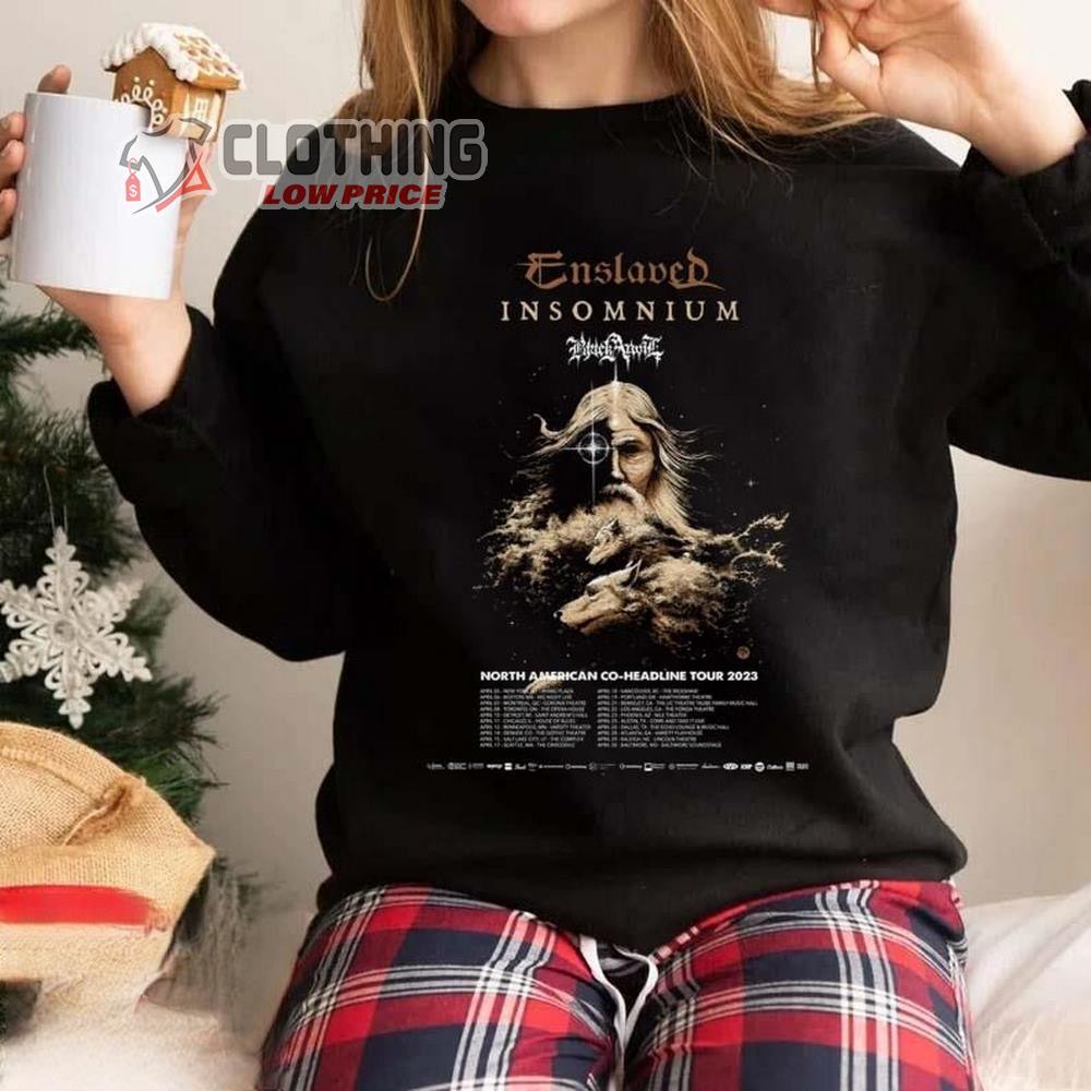 Enslaved And Insomnium Plot North American Tour 2023 Merch North American Co-Healine Tour 2023 Shirt Enslaved And Insomnium Plot Tour Setlist T-Shirt